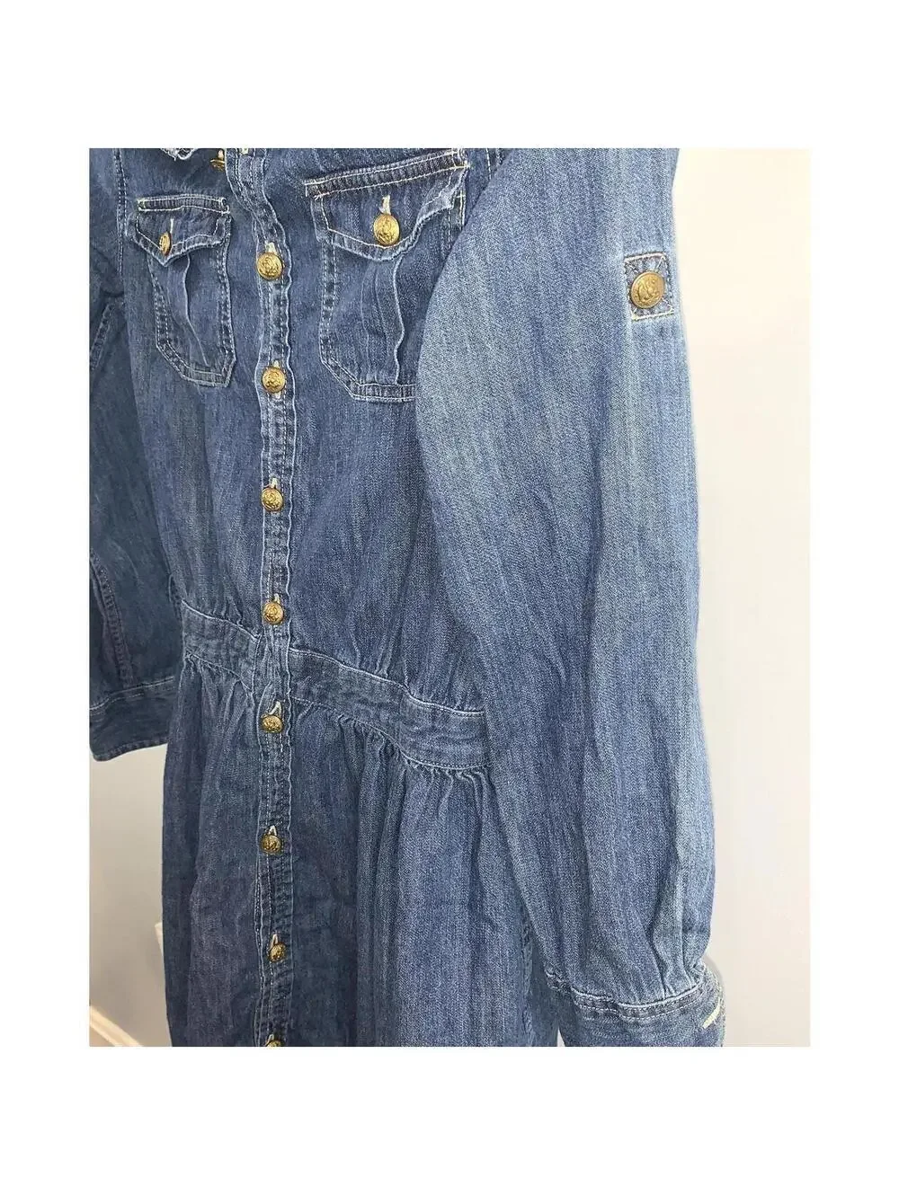Polo Ralph Lauren Girls Denim Dress Size 14 Button Front Long Sleeve